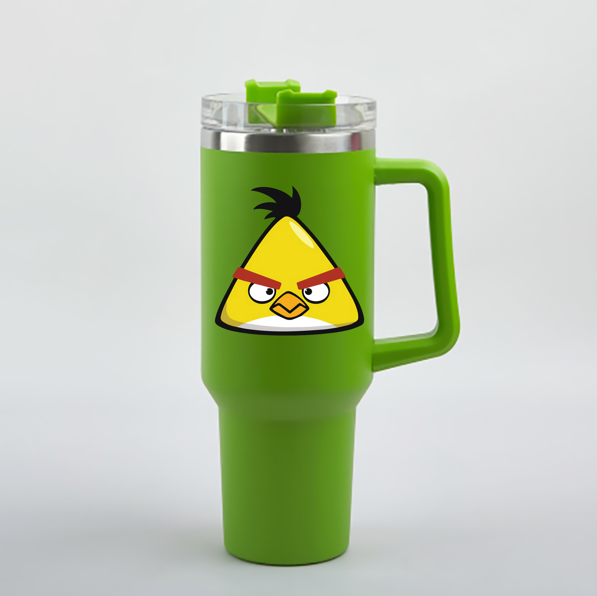 （画像用） Angry Birds アングリーバード 1200mL車用タンブラー - クリスタルステッカー（プラスチックストロー付き）